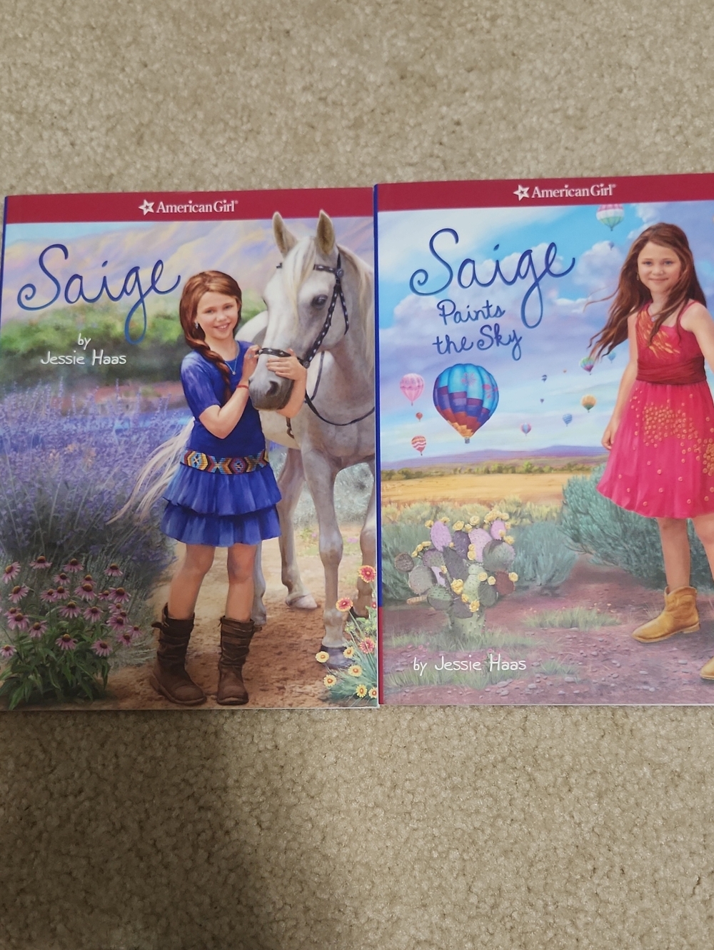 American Girl Saige Book Pair - Blue & Pink Covers